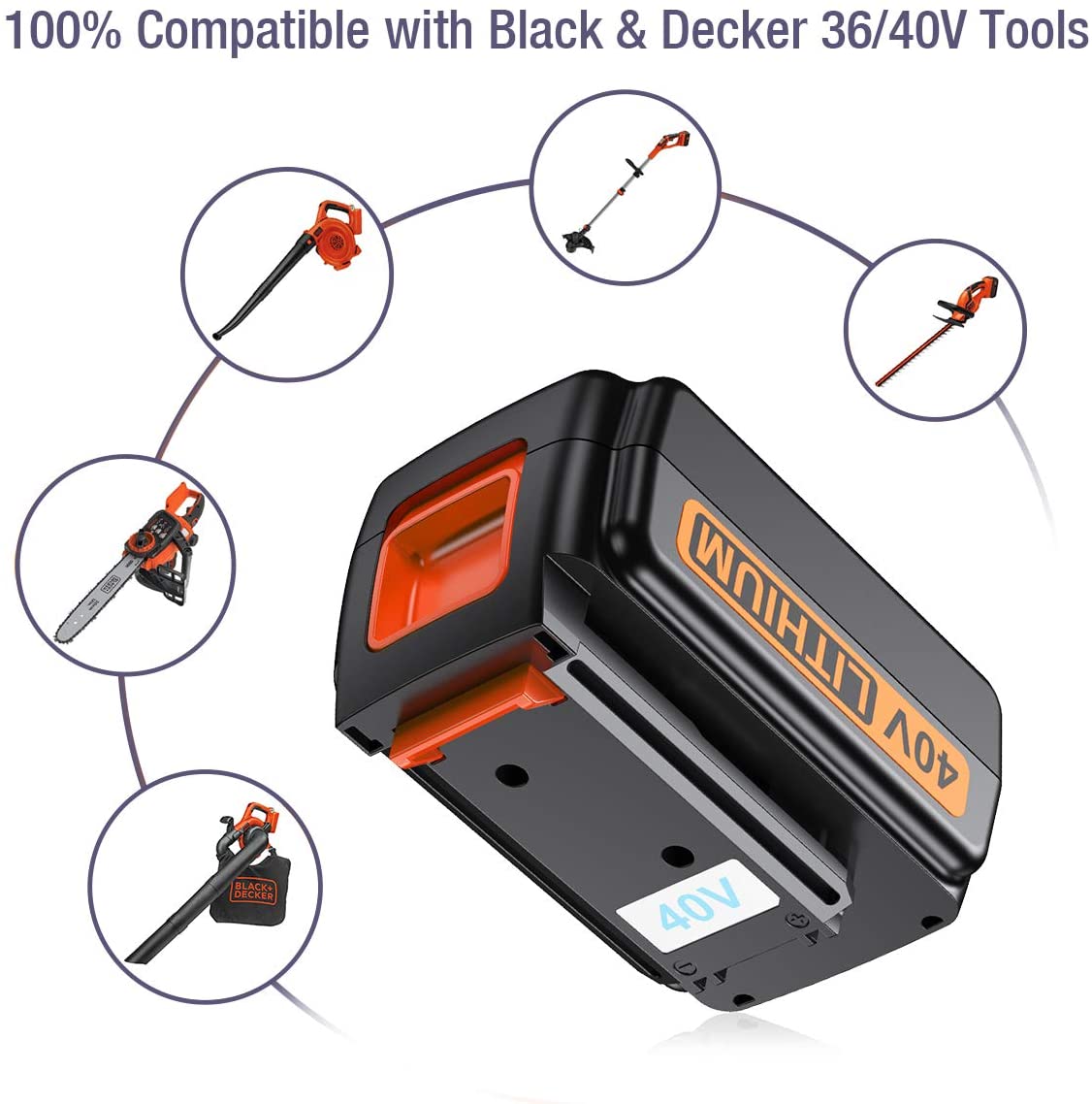 Replacement for Black & Decker 40 Volt Battery LBX2040 LBXR2036 LBXR36  (3Pack) 